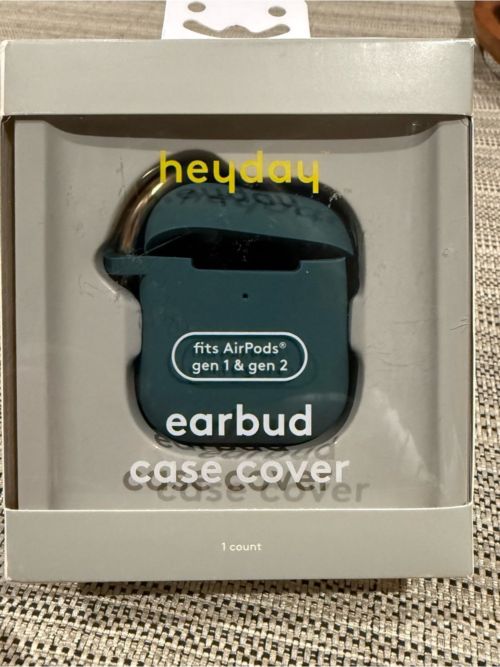 heyday Teal Green Earbud Case Cover with Carabiner